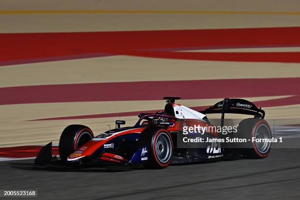 Richard Verschoor of Netherlands and Trident drives on track during day two of Formula 2 Testing at Bahrain International Circuit on February 12,...