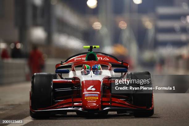 Andrea Kimi Antonelli of Italy and PREMA Racing drives in the Pitlane during day two of Formula 2 Testing at Bahrain International Circuit on...