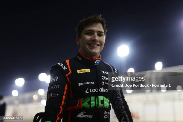 Enzo Fittipaldi of Brazil and Van Amersfoort Racing looks on in the Pitlane during day two of Formula 2 Testing at Bahrain International Circuit on...