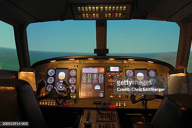 aircraft cockpit instrument panel, close-up - aeroplane dashboard stock pictures, royalty-free photos & images
