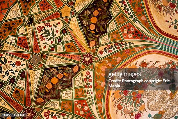 india, amber, detail of ceiling of city palace - semi precious gem stock pictures, royalty-free photos & images