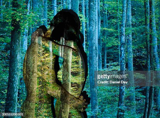 forest over naked couple embracing - crazy girlfriend stock pictures, royalty-free photos & images