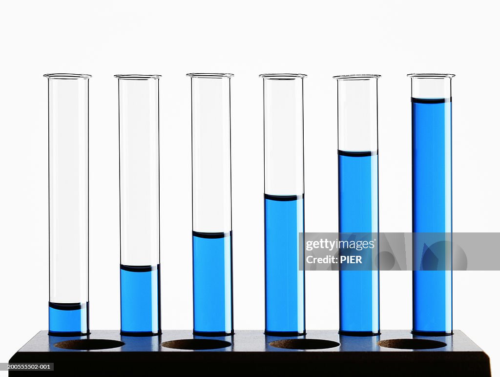 Rack of test tubes, close-up