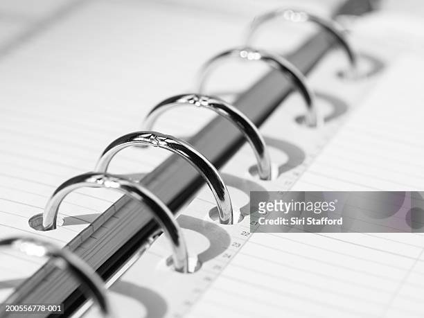 ring bound diary, close-up - lever arch stock pictures, royalty-free photos & images