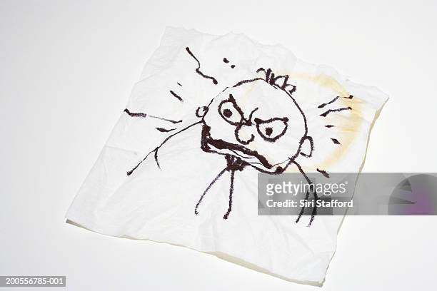 paper napkin with doodle of man - paper napkin stock-fotos und bilder