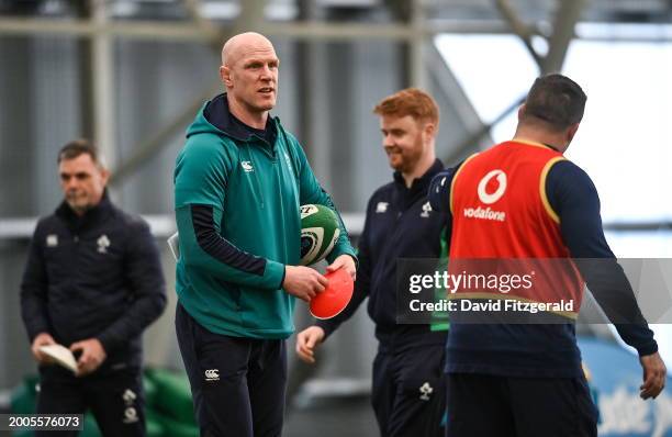 Dublin , Ireland - 15 February 2024; Forwards coach Paul O'Connell during an Ireland Rugby squad training session at the IRFU High Performance Centre...