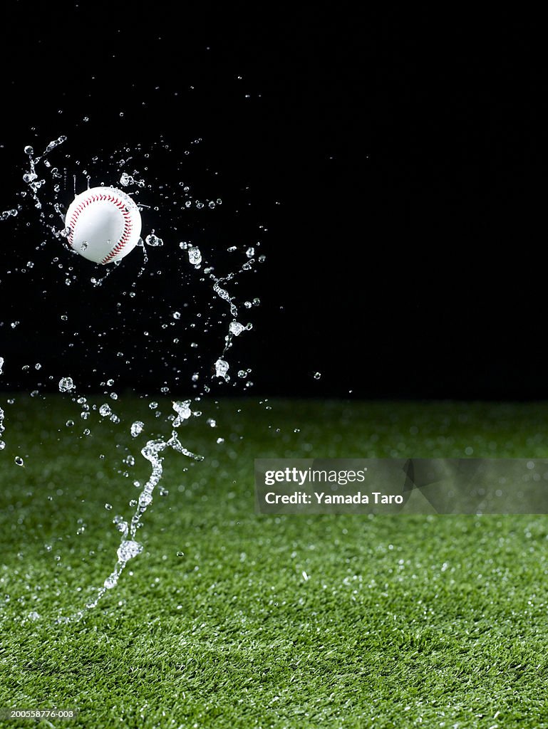 Baseball splashing water