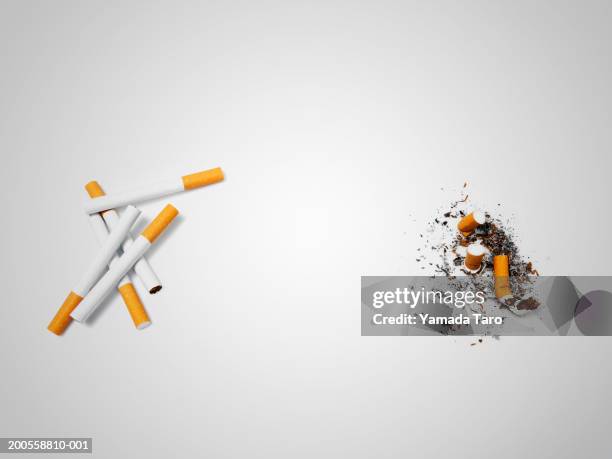 cigarettes, elevated view - cigarettes stock-fotos und bilder