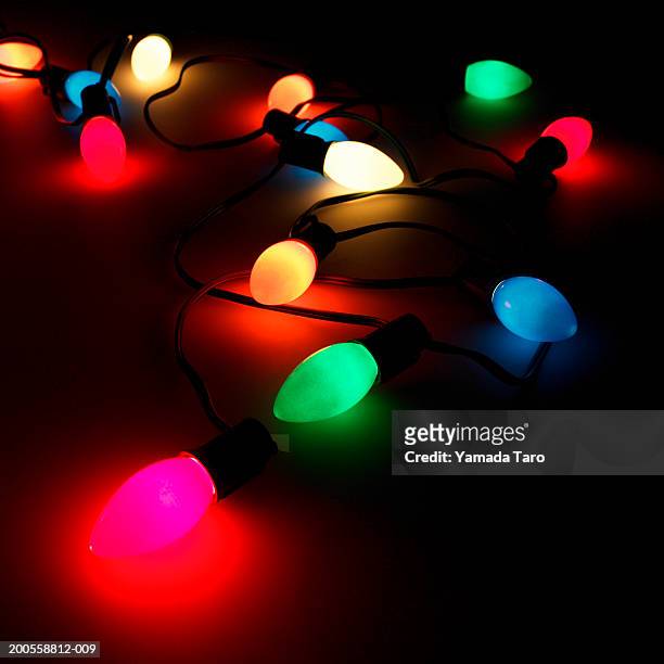 colorful lights, close-up - christmas lights stock pictures, royalty-free photos & images