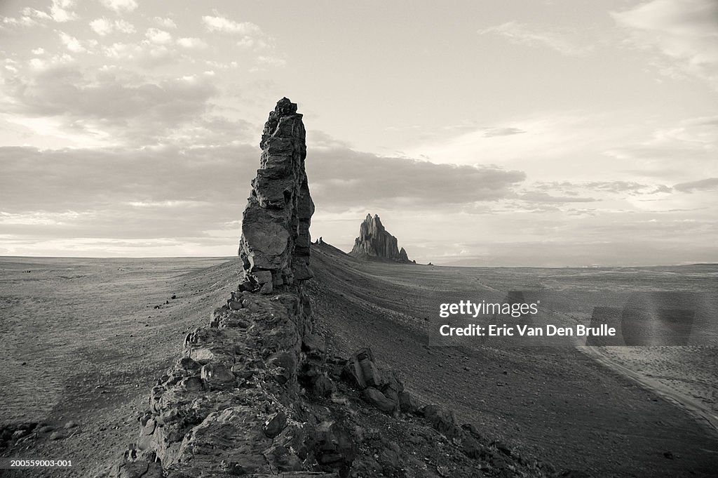 USA, New Mexico, Ship Rock (BandW)