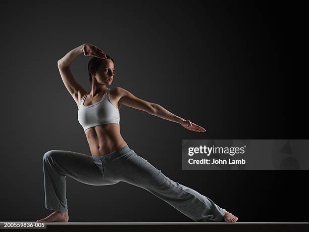 young woman practising karate, close-up - fighting stance stock pictures, royalty-free photos & images