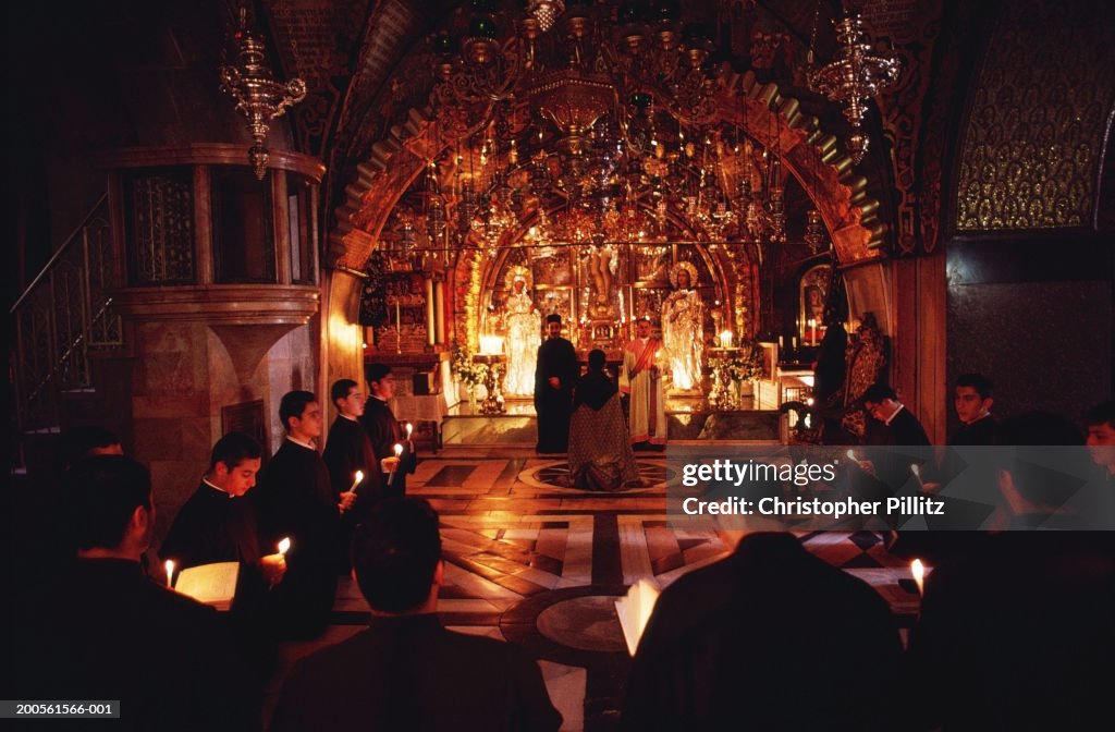 Israel, Jerusalem, mass at Calvary where Jesus was crucified