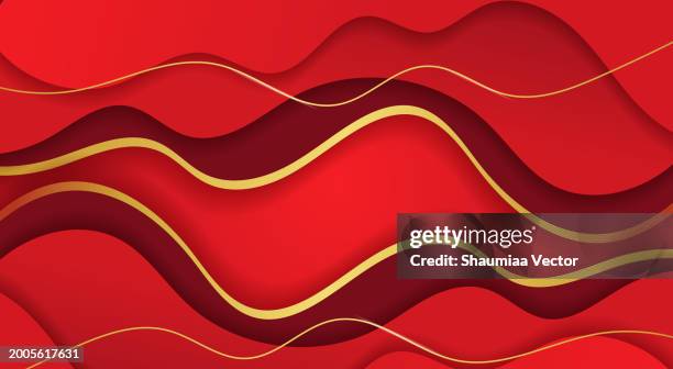 abstract red luxury background with golden layered , paper cut style 3d - chinese new year stock illustrations