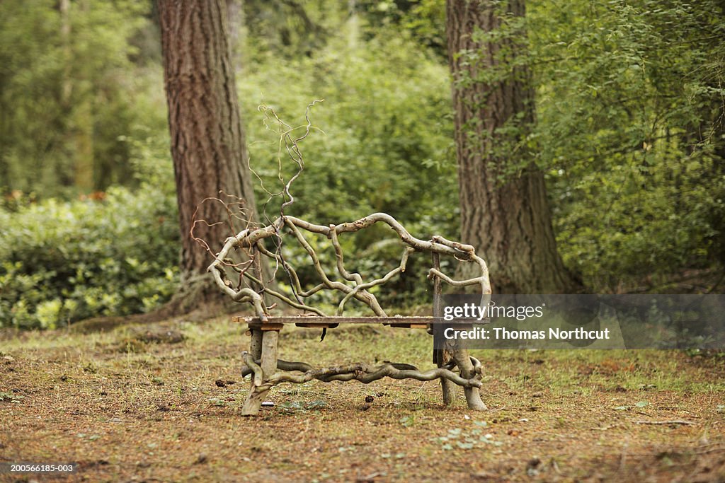 Garden bench made of branches