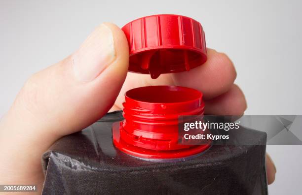 plastic lid screw top on carton of juice - lid stock pictures, royalty-free photos & images