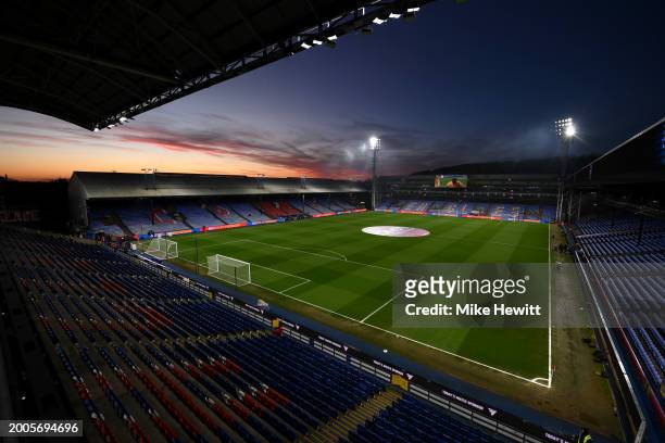 General view inside the stadium prior to the Premier League match between Crystal Palace and Chelsea FC at Selhurst Park on February 12, 2024 in...