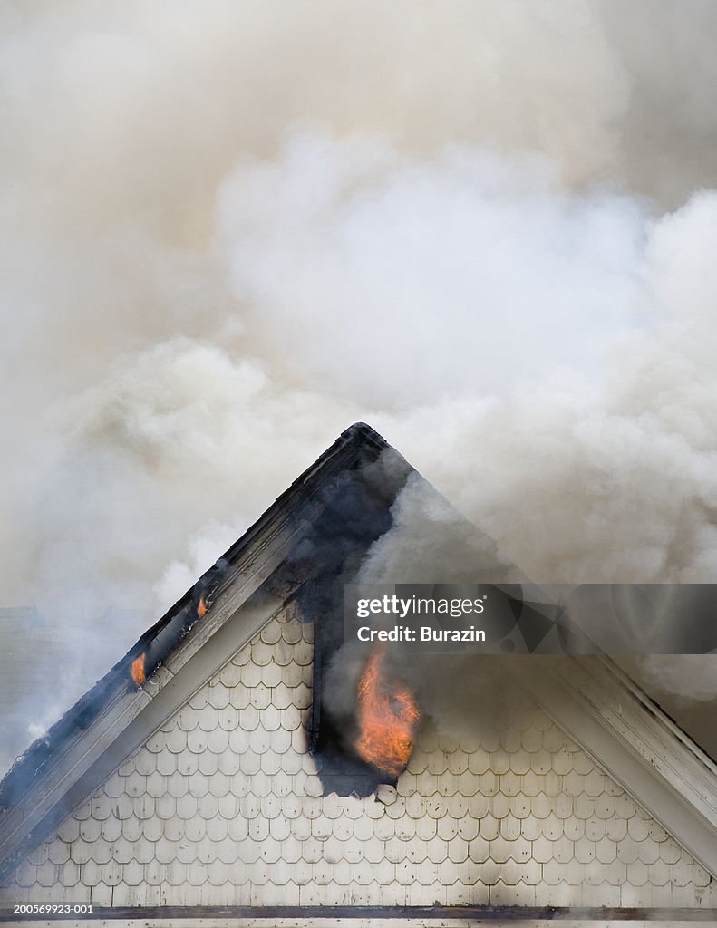 House on fire, Waterford, Wisconsin, USA