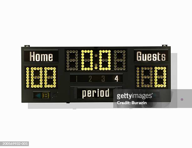 sports scoreboard on white background - scoring stockfoto's en -beelden