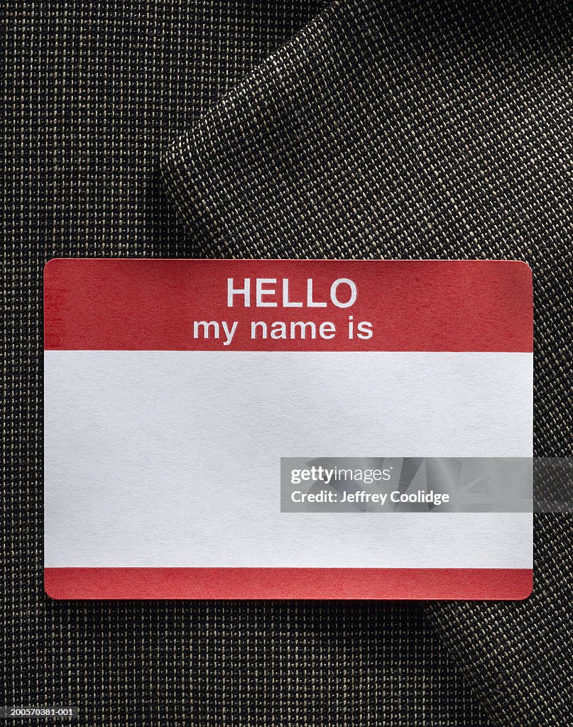 Blank name badge on dress jacket 