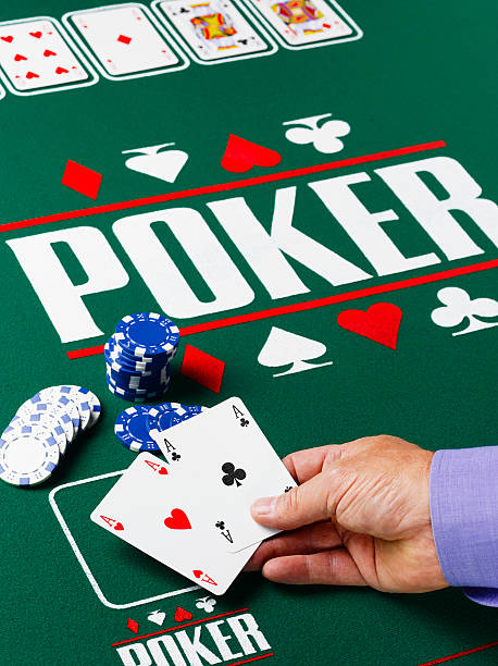 man showing cards at poker table, close-up of hand - casino stock pictures, royalty-free photos & images