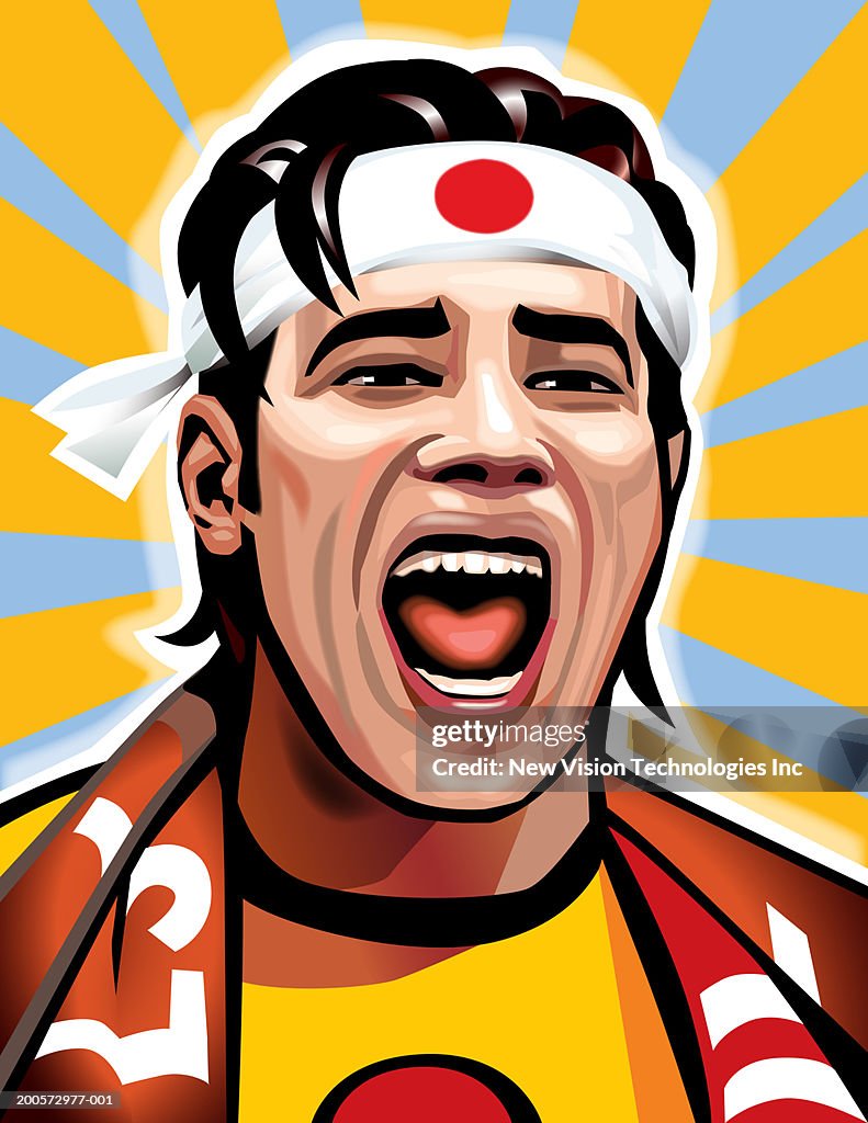 Japanese sports fan shouting