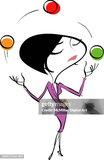 woman juggling - woman juggling stock illustrations