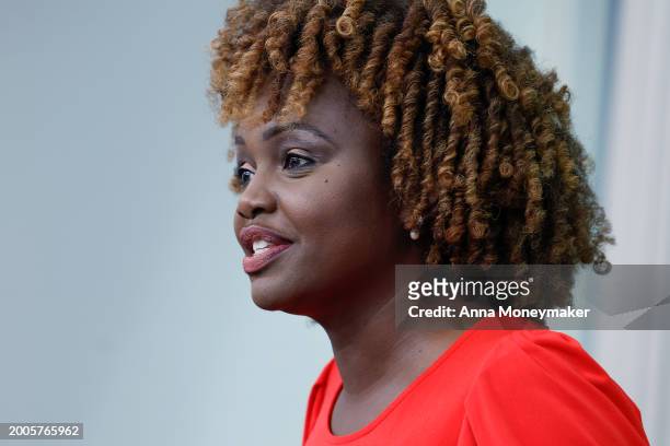 White House Press Secretary Karine Jean-Pierre speaks during a daily news briefing at the James S. Brady Press Briefing Room of the White House on...
