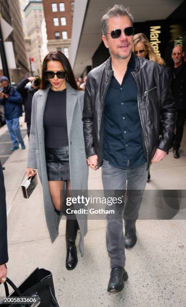 Luciana Damon and Matt Damon attend Naeem Khan fashion show on February 09, 2024 in New York City.