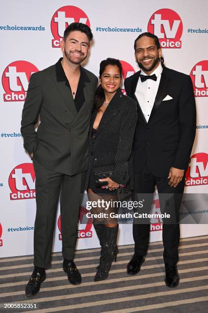 Iwan Carrington, Dilly Carter and Robert Bent attend the TV Choice Awards 2024 at the Hilton Park Lane on February 12, 2024 in London, England.