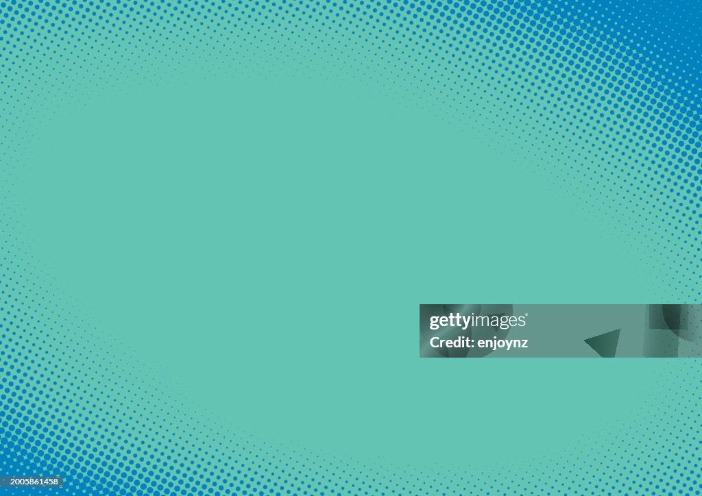 Turquoise blue Pop art comic halftone background dots
