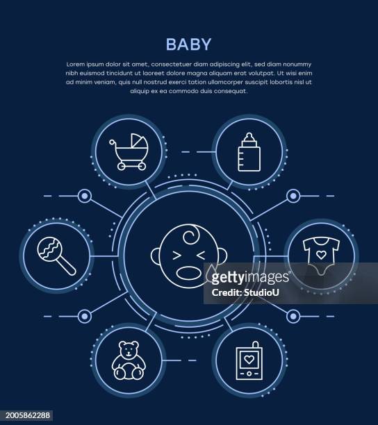 baby infographic template - changing nappy stock illustrations