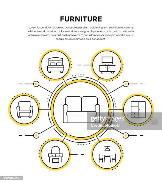 furniture infographic template - bedside table stock illustrations