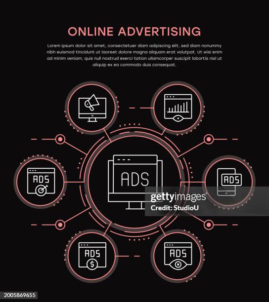 online advertising infographic template - online advertising stock illustrations