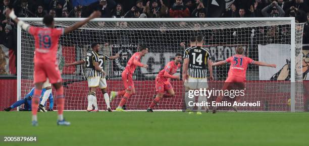 Lautaro Giannetti of Udinese Calcio celebrates after scoring the team's first goal during the Serie A TIM match between Juventus and Udinese Calcio...