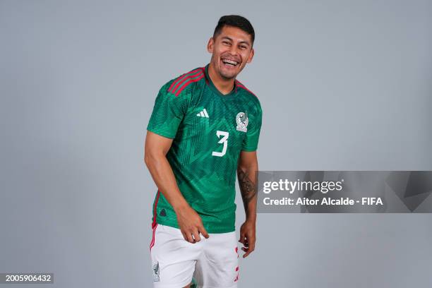 Salomon Wbias of Mexico poses for a photo during the FIFA Beach Soccer World Cup UAE 2024 portrait shoot on February 11, 2024 in Dubai, United Arab...