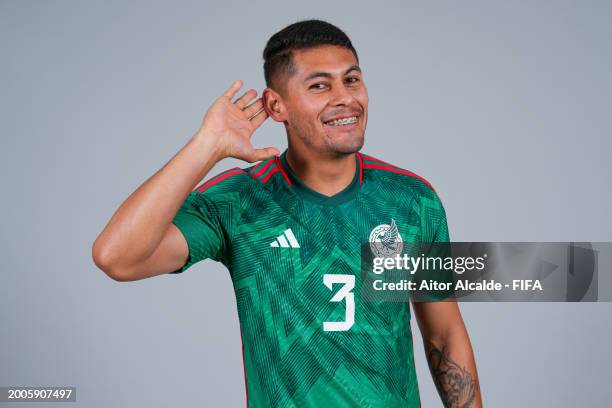 Salomon Wbias of Mexico poses for a photo during the FIFA Beach Soccer World Cup UAE 2024 portrait shoot on February 11, 2024 in Dubai, United Arab...