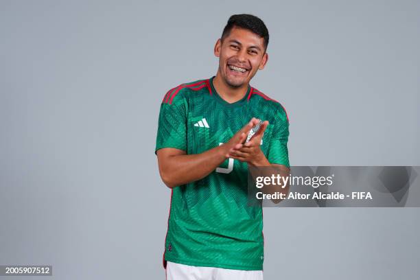 Salomon Wbias of Mexico poses for a photo during the FIFA Beach Soccer World Cup UAE 2024 portrait shoot on February 11, 2024 in Dubai, United Arab...