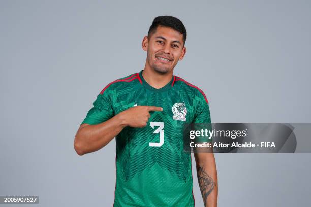 Salomon Wbias of Mexico poses for a photo during the FIFA Beach Soccer World Cup UAE 2024 portrait shoot on February 11, 2024 in Dubai, United Arab...
