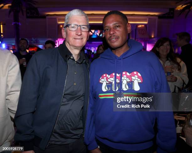 Tim Cook, CEO of Apple and Shawn Holiday attend Flipper's Roller Boogie Palace big game after party celebrating the release of "Coming Home" by Usher...