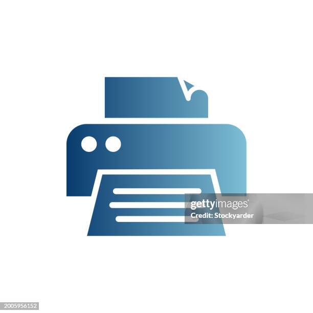 printer and printing inks gradient solid icon - offset printing machine clip art stock illustrations