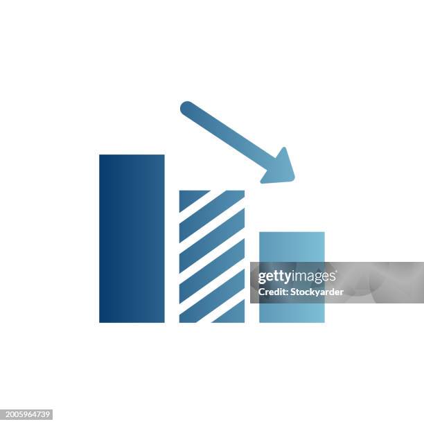 shrinking demand gradient solid icon - contracting stock illustrations