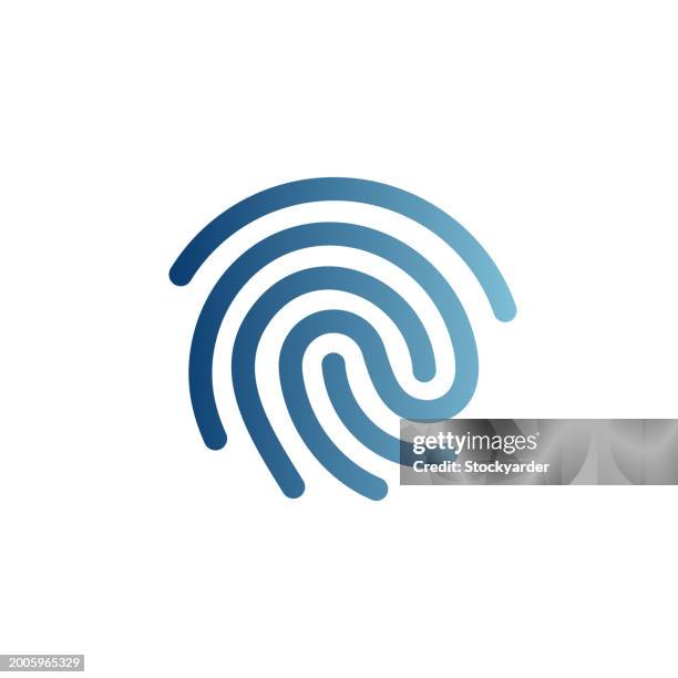 ilustrações de stock, clip art, desenhos animados e ícones de fingerprint impression gradient solid icon - biometria