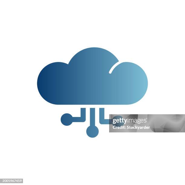 cloud point gradient solid icon - cloud computing white background stock illustrations