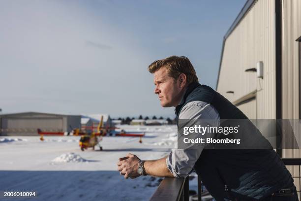 Tim Sheehy, founder and chief executive officer of Bridger Aerospace and US Republican Senate candidate for Montana, at the Bridger hangar in...