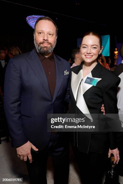 Yorgos Lanthimos and Emma Stone attend the 96th Oscars Nominees Luncheon at The Beverly Hilton on February 12, 2024 in Beverly Hills, California.