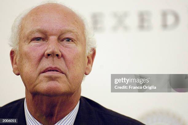 Prince Victor Emmanuel the head of the royal House of Savoy attends a press conference May 16, 2003 in Rome, Italy. Victor Emmanuel left Italy when...