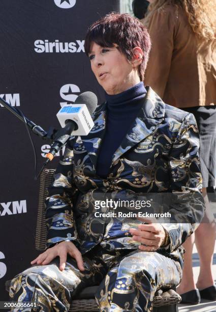 Diane Warren speaks during the SiriusXM's The Jess Cagle Show broadcast from The Oscar's Nominees Luncheon on February 12, 2024 in Los Angeles,...