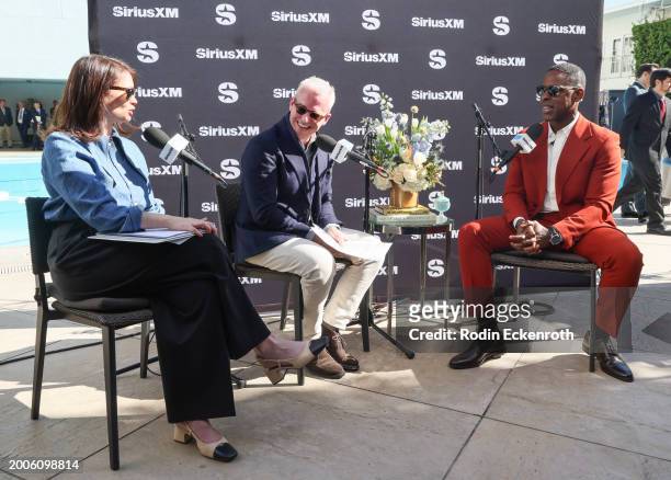 Julia Cunningham, Jess Cagle, and Sterling K. Brown speak during the SiriusXM's The Jess Cagle Show broadcast from The Oscar's Nominees Luncheon on...
