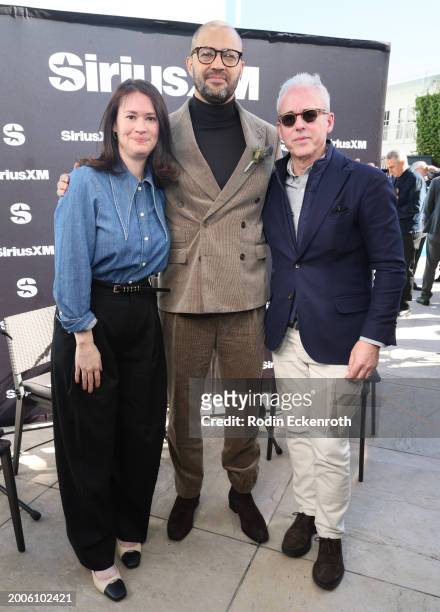 Julia Cunningham, Cord Jefferson, and Jess Cagle attend the SiriusXM's The Jess Cagle Show broadcast from The Oscar's Nominees Luncheon on February...