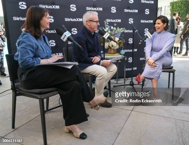 Julia Cunningham, Jess Cagle, and America Ferrera speak during the SiriusXM's The Jess Cagle Show broadcast from The Oscar's Nominees Luncheon on...